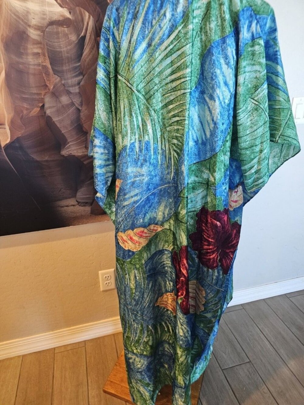 Calypso By Delicates Floral Hawaiian Print Mumu House Dress Vintage One Size - Picture 3 of 4